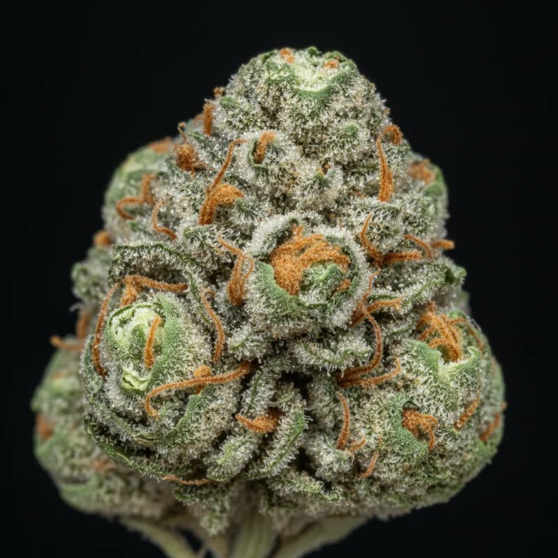 Skunk #1 Auto Trichome Makro, extreme Nahaufnahme der Harzdrüsen, 17–19% THC