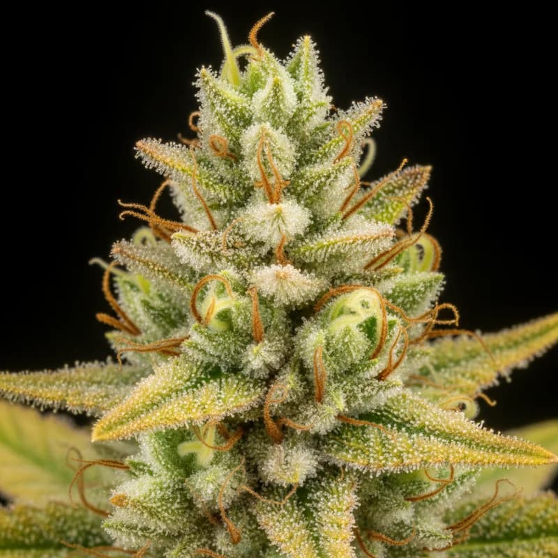 Super Silver Haze Auto Trichome Makro, extreme Nahaufnahme der Harzdrüsen, 18–21% THC