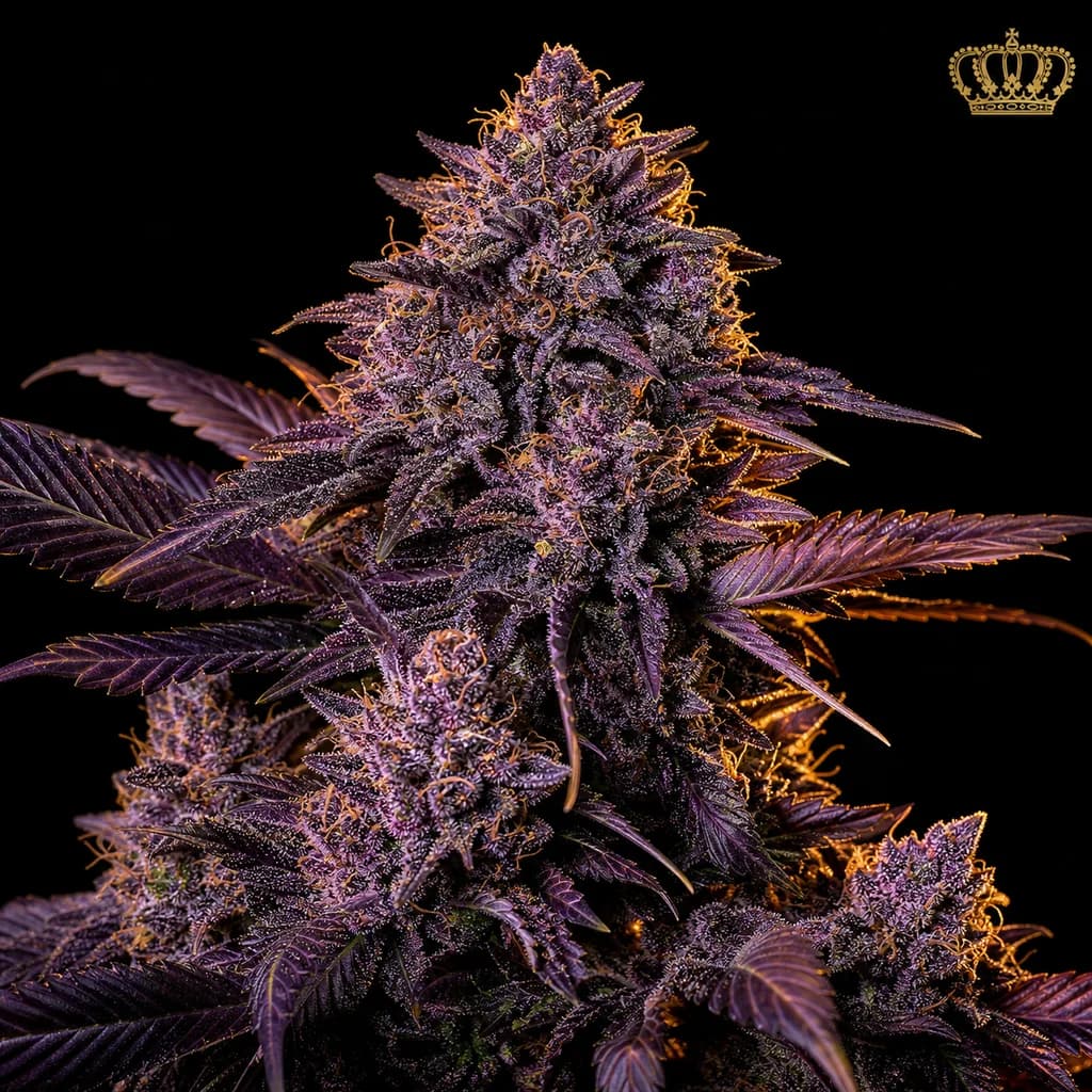 Purple Punch Auto Autoflower Samen, professionelles Produktfoto, 20–23% THC, 80% Indica / 20% Sativa